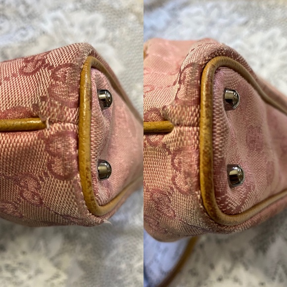 AUTHENTIC GUCCI LIGHT PINK CANVAS GG BODY LEATHER - Picture 8 of 16